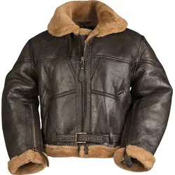 Mil-Tec Herren Pilotenjacke 10451009, Braun, XXL EU - Legendenhafte Pilotenjacke im Retro Look aus weichem Lammfell, ideal für kalte Tage. Perfekt für Reiter und Outdoor-Enthusiasten!