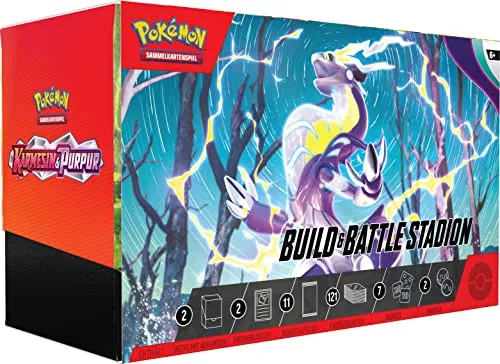 Pokémon-Sammelkartenspiel: Build & Battle Stadion Karmesin & Purpur - Sammelkarten Packs & Sets für zwei Spieler, inklusive 2 Decks, 11 Boosterpacks und exklusive holografische Karten für spannende Duelle!