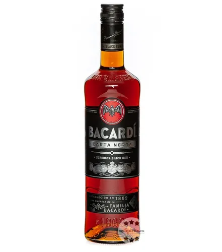 Bacardi Carta Negra Black Rum 0,7L - Erleben Sie den einzigartigen Geschmack von Bacardi Carta Negra mit rauchigen und süßen Noten. Ideal für Cocktails oder pur. Jetzt bei mySpirits entdecken!