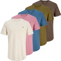 JACK & JONES Male T-Shirt 5er-Pack Einfarbig T-Shirt - 5er-Pack T-Shirts für Herren, Regular Fit aus 100% Baumwolle für optimalen Tragekomfort und Vielseitigkeit im Alltag.