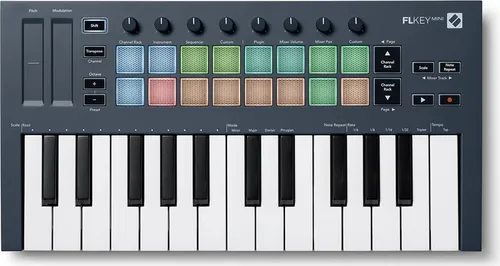 Novation FLkey Mini – Tragbares USB/MIDI-Controller-Keyboard - Audio-Controller mit 25 Tasten, optimiert für FL Studio. Integrierte Steuerung für Mixer und Channel-Rack, ideal für kreative Musikproduktion.