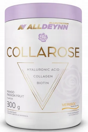 Allnutrition AllDeynn Collarose Kollagen 300 g - Mango-Passion Fruit - Nahrungsergänzungsmittel für allgemeines Wohlbefinden, enthält wertvolles Kollagen, Biotin und Hyaluronsäure für straffe Haut und gesunde Gelenke. Ideal für Damen und Herren!