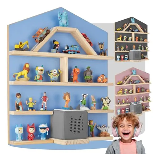 tectake® Holz Regal mit Magnetstreifen für Kinderzimmer - Wandregal für Hörfiguren mit starker Magnetfunktion, sicher und stilvoll. Ideal zur Präsentation von Tonies und Toniebox, perfekt für Ordnung im Kinderzimmer.