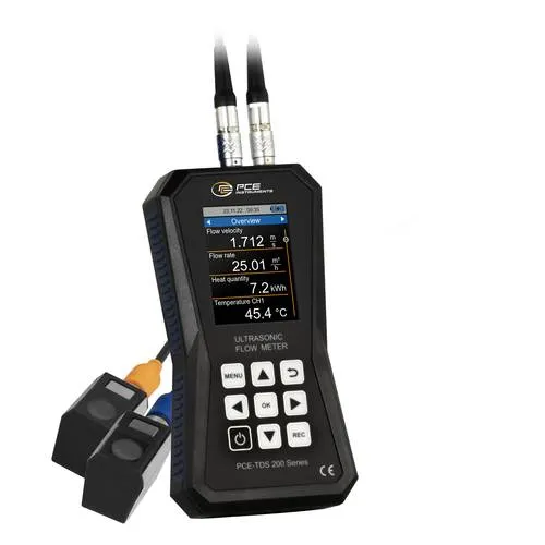 PCE Instruments Ultraschall-Durchflussmessgerät PCE-TDS 200 - Füllstandssensoren & Durchflussmessgeräte, präzise Messung mit Genauigkeit von ±1,5 % und vielseitig einsetzbar für Rohrgrößen von 20-108 mm.