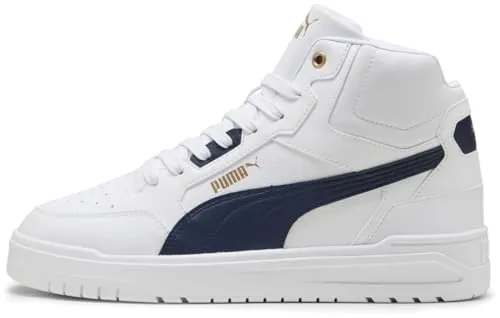 Sneaker PUMA "SHUFFLE DOWNTOWN MID" Gr. 44 - Sportlich und Stilvoll - Sneaker in PUMA White, Navy und Gold, ideal für sportliche Looks. Knöchelhoch mit bequemer Passform, perfekt für Alltag und Freizeit.
