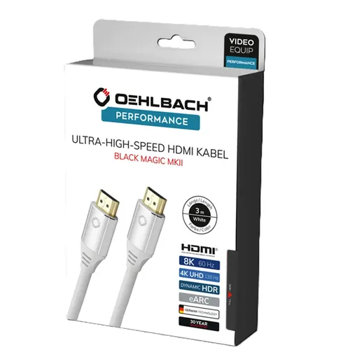 Oehlbach HDMI Anschlusskabel 5m – 8K UHD, vergoldete Stecker - HiFi-Kabel für zukunftssichere 8K-Übertragung mit 48 Gbit/s Bandbreite, ideal für kristallklare Bilder und Sound in Heimkino und Gaming.