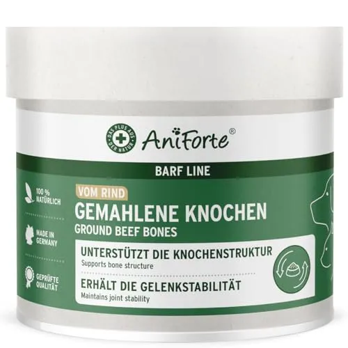 AniForte BARF-Line Gemahlene Knochen vom Rind - 500 g, rezeptfrei und ideal für die gesunde Ernährung Ihres Hundes