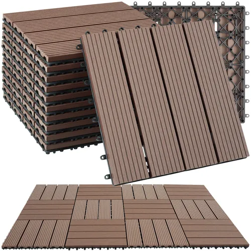 tectake® WPC Holzfliesen - Wetterfester Bodenbelag in Holzoptik - Terrassen- & Balkonfliesen mit praktischem Klicksystem für einfache Montage. Ideal für Garten, Terrasse und Balkon, langlebig und pflegeleicht für einen stilvollen Außenbereich.