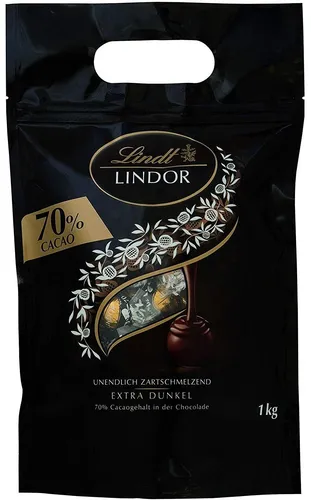 Lindt LINDOR Schokoladen Kugeln Extra Dunkel - 1kg Großpackung, 70% Kakao, ideal zum Verschenken oder Selbstgenießen