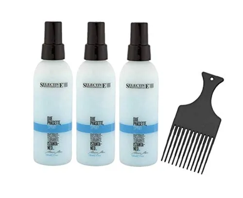 Selective Artistic Hair Due Phasette 150ml Restrukturierungs-Spray für Katikula und Kapillarfiber (3 Stück) + Afro Kamm
