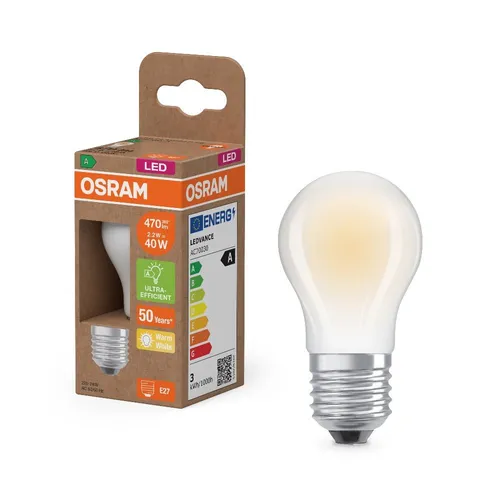 OSRAM E27 LED Lampe Classic matt 2,2W wie 40W warmweißes Licht 2700K