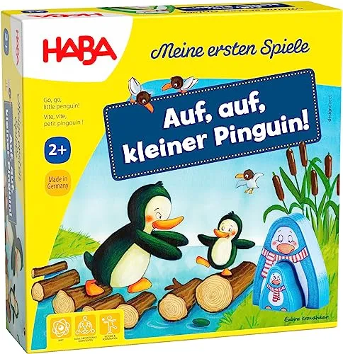 Haba Spiel Meine ersten Spiele Auf, auf kleiner Pinguin - Gesellschaftsspiel für Kinder ab 2 Jahren, fördert spielerisch die Motorik und das soziale Miteinander
