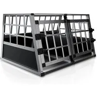 Juskys Alu Hundetransportbox L-X - Robuste und pflegeleichte Hundebox für Reisen - Hundeboxen für Reisen: Die Alu Hundetransportbox bietet hohen Komfort und Sicherheit für Ihren Hund, ideal für Auto und Flugzeug, leicht zu reinigen und stabil.