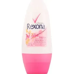 Rexona Tropical Deo Roll-On Women, 50 ml - Deo Roll-On für Frauen, 48-Stunden-Deoschutz mit fruchtigem Duft von Pfirsich und Himbeere – für ein frisches Gefühl den ganzen Tag.