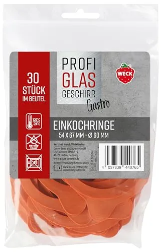 Weck 30er Beutel Gummiringe 54 x 67 mm Ø 60mm (Gummidichtringe, Einkochgläser) 76133, Orange