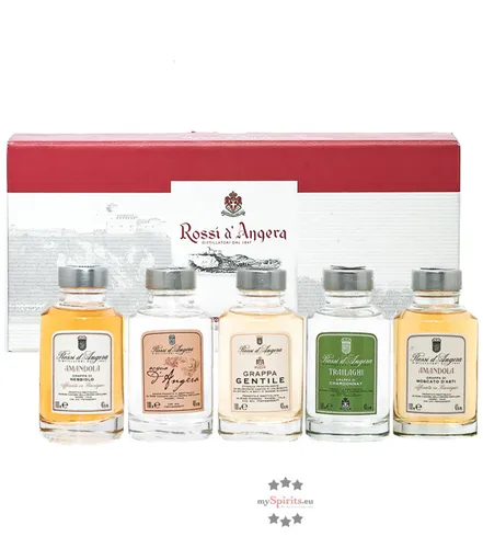 Rossi d'Angera Confezione Le 5 Grappe - Rossi d'Angera - Entdecken Sie die exquisite Auswahl der Rossi d'Angera Grappe in einer praktischen Geschenkverpackung. Ideal für Genießer und besondere Anlässe.