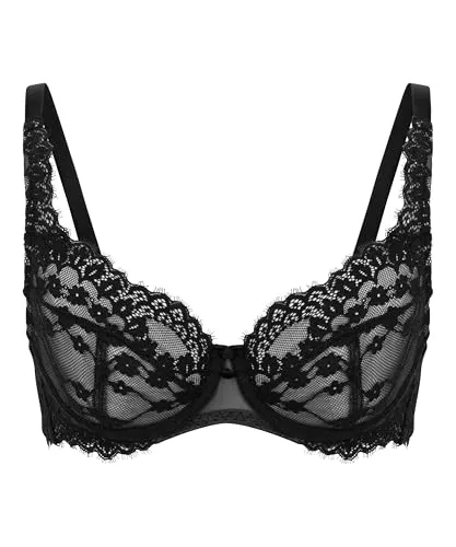 Hunkemöller Unwattierter Bügel-BH Daisy - Caviar - 85C - Eleganter unwattierter Bügel-BH mit Spitzen-Details für einen femininen Look. Ideal für den täglichen Komfort und perfekt kombinierbar mit weiteren Modellen für ein stilvolles Set.
