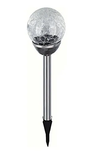 EAXUS Edelstahl LED Solar Gartenleuchte Kugel mit Crackle-Licht Solarlampe Solarleuchte Deko Garten Leuchte Farbwechsel Lampe