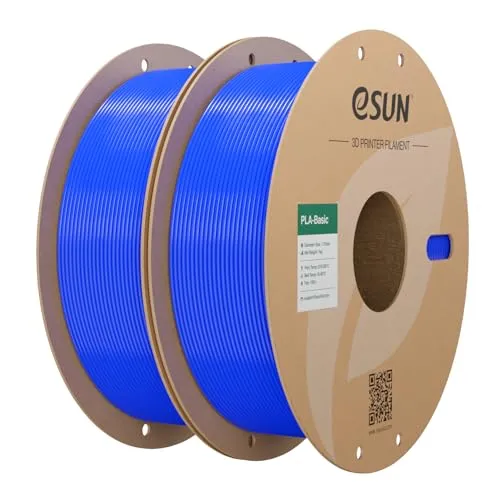 eSUN PLA Filament 1.75mm, PLA Basic 3D Drucker Filament Maßgenauigkeit +/- 0.03mm, 1KG pro Spule, 2 Spulen 3D Druck 3D Filament, Blau-2KG