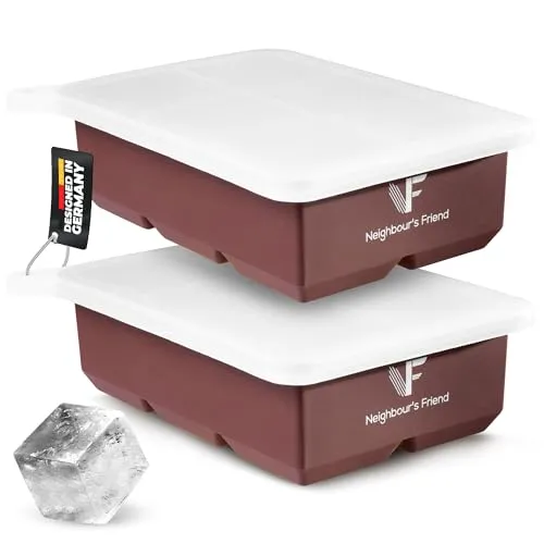 Neighbour’s Friend XXL Eiswürfelform 2er Pack - Eiswürfelformen & Eiswürfelschalen - Erzeuge 5cm große Eiswürfel für Whisky und Cocktails, die langsam schmelzen und perfekt für edle Drinks sind!