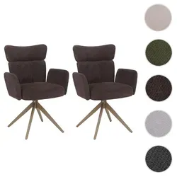 2er-Set Esszimmerstuhl HWC-N11 - Drehbar mit Auto-Return, Bouclé dunkelbraun - Hochwertige 2er-Set Esszimmerstühle aus robustem Bouclé-Stoff (350 g/m²) mit 180° Drehfunktion und Auto-Return. Ideal für stilvolles Wohnen und komfortables Sitzen im Esszimmer.