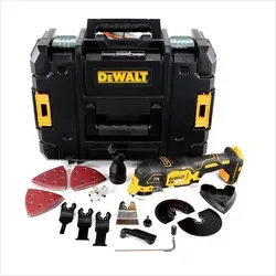 Dewalt 18 Volt Akku Multi-Tool DCS355NT - Multifunktionswerkzeug mit bürstenlosem Motor für längere Laufzeiten, werkzeuglosem Zubehörwechsel und 29-tlg. Zubehör-Set – ideal für präzise Schleif- und Schneidarbeiten.