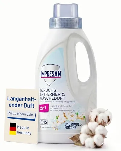 IMPRESAN Geruchsentferner & Wäscheduft 450 ml - Frische für Ihre Kleidung - Der IMPRESAN Geruchsentferner entfernt tiefsitzende Gerüche und sorgt mit Duftkapseln für langanhaltende Frische. Ideal für ein angenehmes Tragegefühl und eine frische Wäsche.