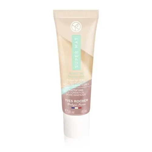 Yves Rocher SUPER MAT - Flüssige Foundation in Beige 200 - Kaschiert Unebenheiten - Langanhaltend 16h - Natürlicher Matter Teint - Hohe Deckkraft - 86% Pflegestoffe - 30ml