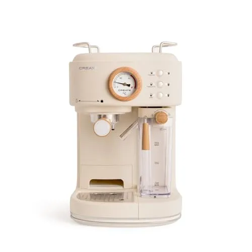 THERA RETRO PRO - Halbautomatische Espresso-Kaffeemaschine 20bar - Genießen Sie perfekten Kaffee wie vom Barista! Diese halbautomatische Maschine bereitet mit 20 bar Druck Espresso, Cappuccino und Latte. Integrierter Milchtank für feinen Schaum und individuelle Rezeptwahl.
