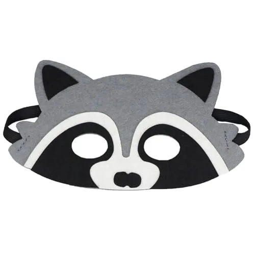 Jtnohx Filz Tiermasken, 10 Stück Halloween Maske für Kinder, Tier Kostüm für Geburtstag Party Supplies（Waschbär Masken）
