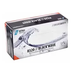 NITRAS BLACK WAVE Nitril Einmalhandschuhe, schwarz 8320-S , 1 Packung = 100 Stück, Größe S