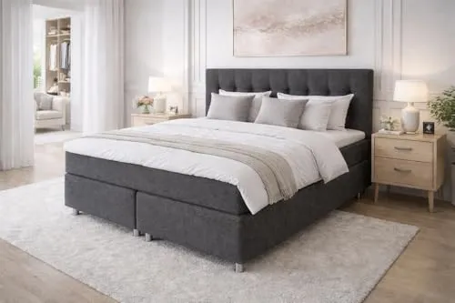 Tesla Dreams Boxspringbett Ronda - 7-Zonen Taschenfederkern mit Topperwahl - Seniorenbetten mit ergonomischer 7-Zonen-Matratze und individueller Topper-Auswahl für optimalen Schlafkomfort und Druckentlastung.