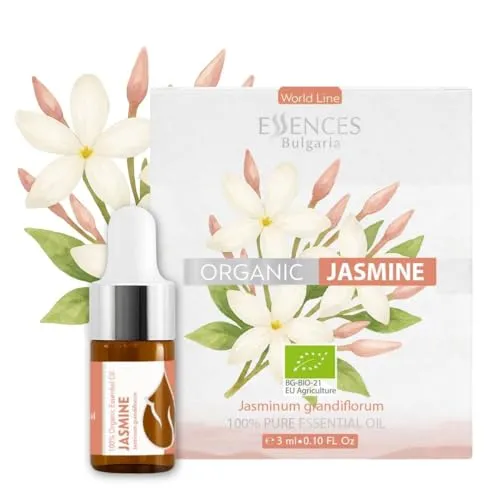 Essences Bulgaria Bio-Jasminöl, 3 ml | Jasminum grandiflorum | 100% Rein Und Natürlich | Unverdünnt | Therapeutische Qualität | Aromatherapie | Vegan