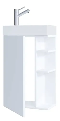 VCM 2-TLG Set | Waschplatz für Gäste WC | Gästebad | Waschtisch | Badezimmer Set – Lumia Weiß