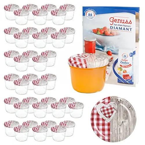MamboCat 40er Sturzglas-Set 230 ml | Einmachgläser mit roten Twist-Off-Deckeln - Einmachgläser für Einkochen & Konservieren, spülmaschinen- und backofengeeignet, inklusive GRATIS Rezeptheft für kreative Ideen.