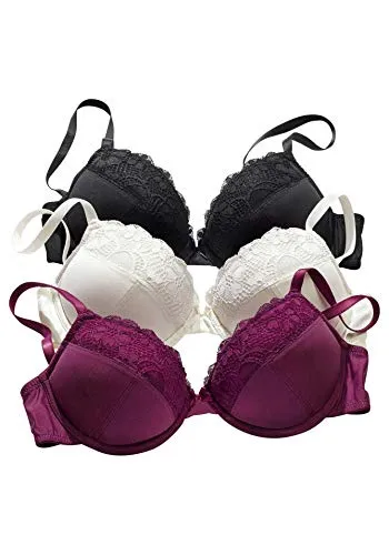 petite fleur Push-up-BH (3er Pack) - Funktionsunterwäsche mit Bügel, sorgt für ein verführerisches Dekolleté und optimalen Halt - ideal für jeden Anlass.