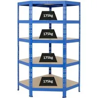 PROREGAL® Eckregal Tiger 180x90x45cm - Schwerlastregal mit 175kg Traglast - Eckregal für optimale Raumnutzung mit 5 verstellbaren Fachböden aus MDF. Hohe Traglast von 175 kg pro Ebene, ideal für Werkstatt und Lager. Schneller Werkzeugloser Aufbau in 20 Minuten.