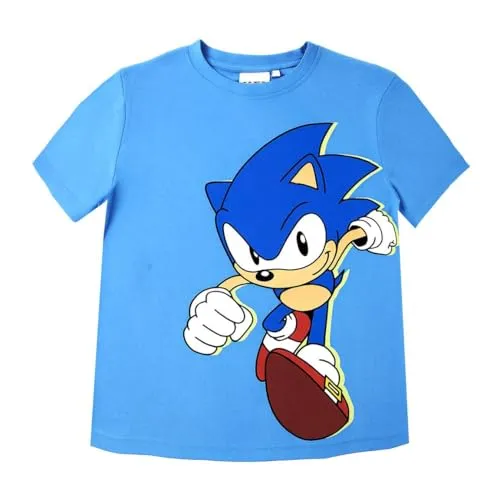 Jungen T-Shirt mit Cars, Sonic und Spider-Man Motiv, 100% Baumwolle, Kurzarm, Bequemer Schnitt, Shirt, Sommer Bekleidung, Outfit Jungs (DE/NL/SE/PL, Numerisch, 116, Regular, Sonic)