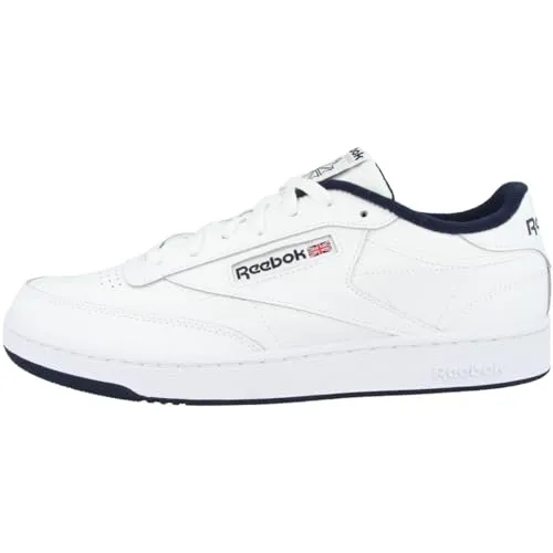 Reebok Herren Club C 85 Sneaker - Int White Navy, 43 EU - Herren-Sneaker mit flacher Sohle und bequemem Gummi-Verschluss, ideal für lässige Outfits und den Alltag.