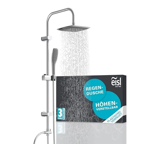 EISL Duschset EASY FRESH – Regendusche 2 in 1 - Einbauduschköpfe mit großer Regendusche (250 x 200 mm) und Handbrause, ideal zum Nachrüsten. Profitieren Sie von Anti-Kalk-Noppen für mühelose Reinigung und höhenverstellbaren Halterungen!