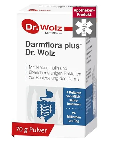 Darmflora plus Pulver - Arzneimittel für ein starkes Immunsystem und gesunde Darmflora – enthält 24 Milliarden lebende Bakterien pro Tagesdosis und lässt sich leicht in Getränken auflösen.