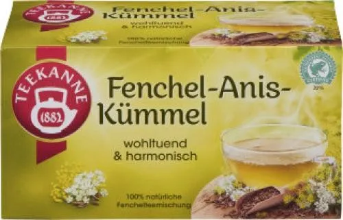 Teekanne Fix Fenchel-Anis-Kümmel 20x3g - Tee, mit einer harmonischen Mischung aus Fenchel, Anis und Kümmel für eine wohltuende Wirkung und ein aromatisches Geschmackserlebnis.