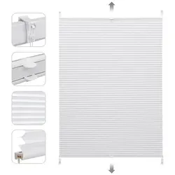 Sekey Plissee Sonnenschutzrollo ohne Bohren Verspannt Blickdicht Lichtschutz, blickdicht, Klemmfix, Innovatives Halb-Waben-Design Plissee für Fenster / Tür 60 cm x 120 cm