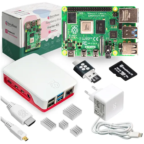 Raspberry Pi 4 Starterkit mit 64GB microSDHC - Komplettset für sofortigen Einsatz - Vollständiges Raspberry Pi 4 Starterkit mit 64GB microSDHC, Gehäuse, Netzteil und HDMI-Kabel. Ideal für kreative Projekte und Programmierung. Alle Komponenten sind perfekt aufeinander abgestimmt.