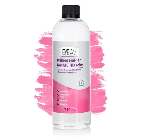 EyeAm Brillenreiniger Nachfüllflasche 750ml - Fensterputzmittel für streifenfreie Reinigung von Brillen, ideal für klare Sicht und optimalen Glanz.