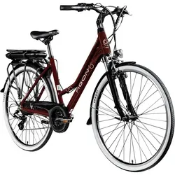 E-Bike AGON "Avesa" Gr. 48, rot (weinrot) - Komfortables Pedelec für Damen und Herren - E-Bikes - Bestseller mit Aluminium-Trapezrahmen, leistungsstarkem 250W Motor und bis zu 115 km Reichweite. Ideal für tägliche Fahrten und entspannte Ausflüge!