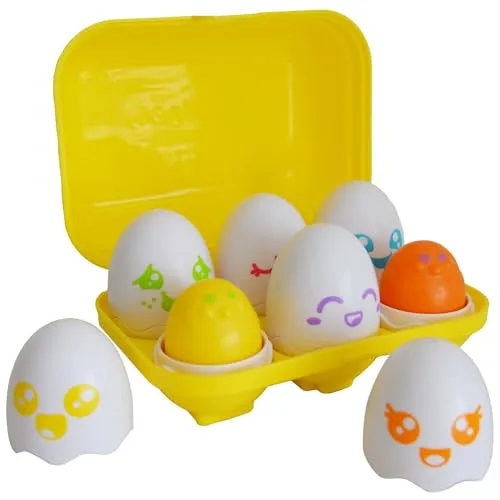 Toomies Tomy Versteck- und Quietsch Baby Spielzeug - Baby Eier Box mit 3 Quietschküken & 3 Rasselküken - Farb- & Formsortierer Baby Sensory Toys – Kleinkind- & Babyspielzeug 6 Monate bis 36 Monate