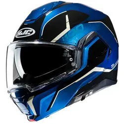 HJC i100 Lorix Klapphelm - L, blau-schwarz-weiß - Motorradhelm für Unisex Erwachsene, mit kratzfestem Visier, optimaler Belüftung und Aufbewahrungstasche. Ideal für alle Jahreszeiten und verschiedene Aktivitäten.