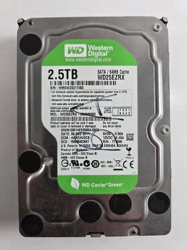 Western Digital Caviar Green 2,5TB WD25EZRX Festplatte - Interne Festplatte mit 2,5TB Speicher, energiesparend und extrem leise - ideal für Desktop-PCs.