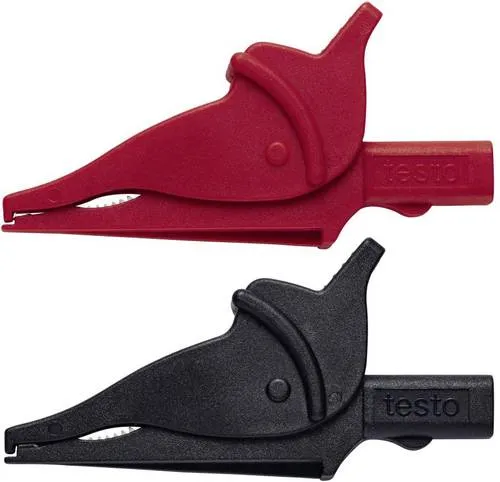 Testo 0590 0008 Krokodilklemmen-Set - Messgeräte: Sicherheits-Krokodilklemmen für komfortable Messungen, ideal für feste Verbindungen und einfaches Handling.